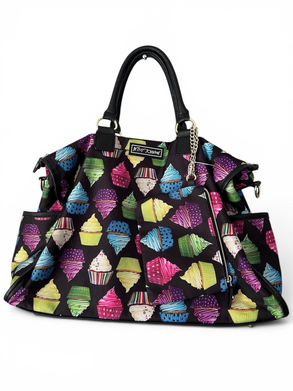 Betsey Johnson Weekender Bag With Wristlet Cupcake Print